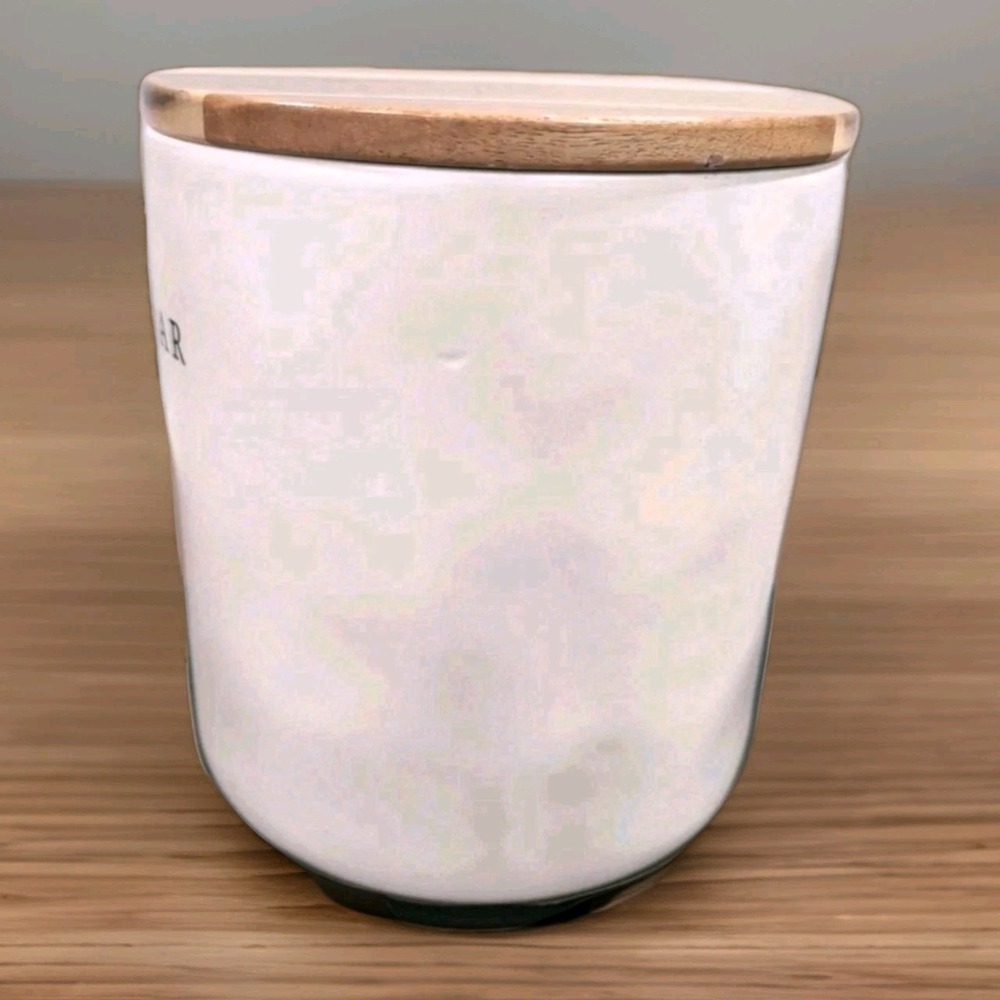 Crofton Stoneware Sugar  Canister with Wooden Seal Lid - Picture 2 of 7
